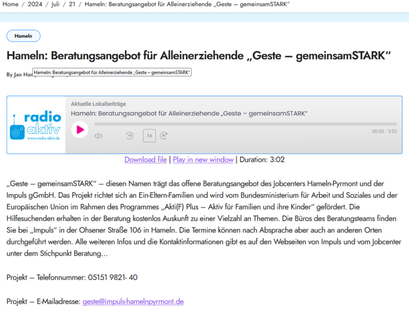 Screen Radiobeitrag