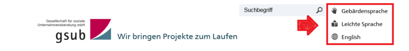 Schalt-Flächen rechts am oberen Rand