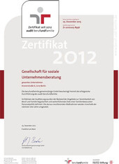 Zertifikat audit berufundfamilie Abbildung der Urkunde des Zertifikats berufundfamilie