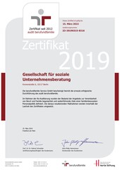 Zertifikat gsub mbH audit berufundfamilie seit 2012
